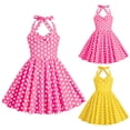 thumbnail image 1 of WUANDIXFA 1950s Vintage Dresses for Girls Halter Dress Sleeveless Bowknot Heart Neck 4-12 Years (Yellow, 3-4 Years), 1 of 9
