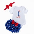 thumbnail image 1 of WUANDIXFA 4th of July Outfits 4th of July Baby Girls Clothes Letters Print Romper Stars Striped Shorts Dress Sets My First 4th of July Outfits 3-6 Months,Hot Pink, 1 of 7
