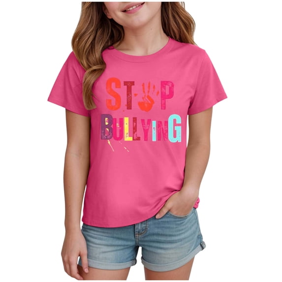 WUANDIXFA Anti Bullying Be A Friend Not A Bully Kindness Unity Day Kids T-Shirt (Hot Pink, 1-2 Years)