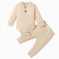 thumbnail image 1 of WUANDIXFA Baby Bodysuit and Pant Set 3 6 12 18 24 Months Cotton Soft Newborn Boy Girl Clothes Outfits,Beige,18-24 Months, 1 of 9