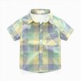thumbnail image 1 of WUANDIXFA Baby Boy Button Down Shirt Boys Western Snap Shirt Short Sleeve Plaid Button Down Shirt Cowboy Snap Button Closure,Green,1-2 Years, 1 of 2