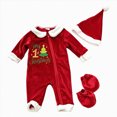 thumbnail image 1 of WUANDIXFA Baby Boy Christmas Clothes Velvet Santa Romper Set with Hat & Mittens Long Sleeve Zipper Jumpsuit,Red,1-3 Months, 1 of 9