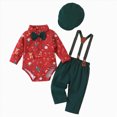 thumbnail image 1 of WUANDIXFA Baby Boy Christmas Outfit Long Sleeve Shirts Pants and Hat Holiday Party Cute Print Fall Winter Clothes,AG,6-9 Months, 1 of 7