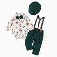 thumbnail image 1 of WUANDIXFA Baby Boy Christmas Outfit Long Sleeve Shirts Pants and Hat Holiday Party Cute Print Fall Winter Clothes,Green,9-12 Months, 1 of 7