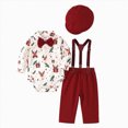thumbnail image 1 of WUANDIXFA Baby Boy Christmas Outfit Long Sleeve Shirts Pants and Hat Holiday Party Cute Print Fall Winter Clothes,Red,6-9 Months, 1 of 6