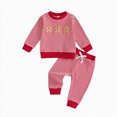 thumbnail image 1 of WUANDIXFA Baby Boy Christmas Outfits Long Sleeve Tops and Pants Holiday Party Cute Print Fall Winter Clothes,Hot Pink,18-24 Months, 1 of 5