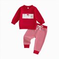 thumbnail image 1 of WUANDIXFA Baby Boy Christmas Outfits Long Sleeve Tops and Pants Holiday Party Cute Print Fall Winter Clothes,Watermelon Red,6-12 Months, 1 of 5