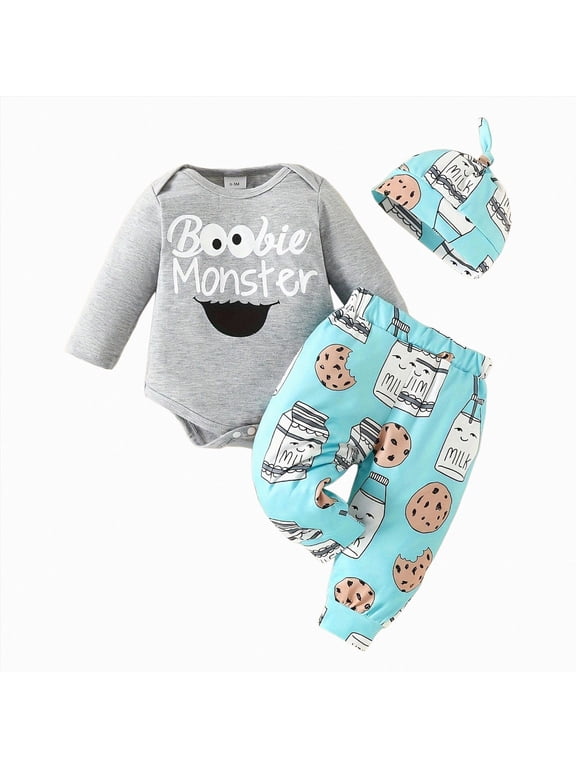 Baby Boy Clothes Baby Boy Clothes Preemie Infant Boy Bear Outfits Jumpsuit Bodysuit Cute Print Romper Pant Hat,Grey,0-3 Months
