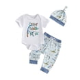 thumbnail image 1 of WUANDIXFA Baby Boy Clothes Fishing Short Sleeve Romper Shirt Tops Pants Summer Spring Outfits Cute Hat Set (White, 12-18 Months), 1 of 8