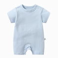 thumbnail image 1 of WUANDIXFA Baby Boy Clothes Newborn 3 6 9 12 18 24 Months Baby Boys and Girls Short Sleeve Romper Solid Color Playsuit Sleeper,Light Blue,3-6 Months, 1 of 9