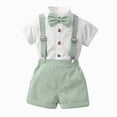 thumbnail image 1 of WUANDIXFA Baby Boy Gentleman Suspenders Outfit Infant Formal Wedding Dress Suits Set 9 12 18 24 Months 2-6t Boy Suit Light Green,3-4 Years, 1 of 7