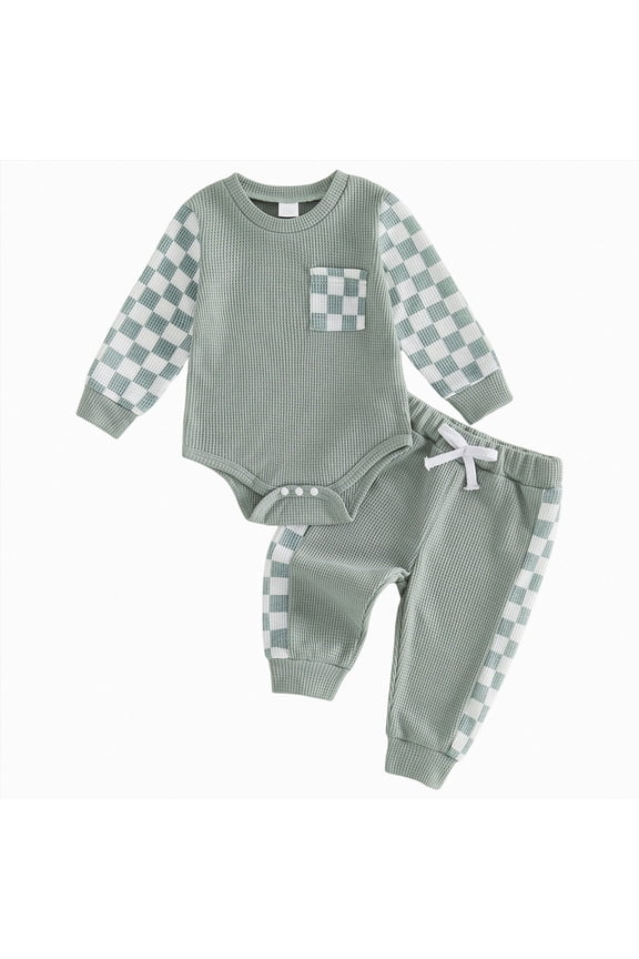 Baby Boy Girl Clothing Set 3 6 12 18 Months Baby Bodysuits and Pants Set Home Outdoor Infant Clothes,Green,0-3 Months