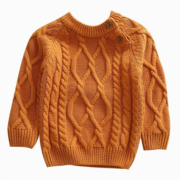 WUANDIXFA Baby Boy Girl Pullover Sweater 6 12 18 24 Months 3T 4T 5T Knit Clothes Unisex Toddler Fall Winter Tops,Orange,4-5 Years