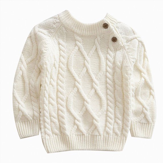 WUANDIXFA Baby Boy Girl Pullover Sweater 6 12 18 24 Months 3T 4T 5T Knit Clothes Unisex Toddler Fall Winter Tops,White,6-12 Months