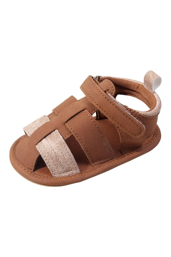 Baby Boy Girl Sandals Non-Slip Soft Rubber Sole Sandals for Baby Boys Open-Toe Outdoor Casual Summer First Walkers Shoes (Brown, 5)