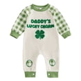 thumbnail image 1 of WUANDIXFA Baby Boy Girl St Patricks Day Outfit Charmer Clover Embroidery Long Sleeve Romper Jumpsuit Irish Outfit (Beige, 12-18 Months), 1 of 6