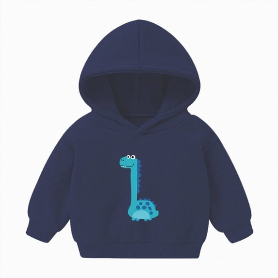 WUANDIXFA Baby Boys Dinosaurs Hoodie 12 18 24 Months 3T 4T 5T 6T Boy Girls Pullover with Pocket Toddler Boy Kids Sweatshirt,Dark Blue,12-18 Months