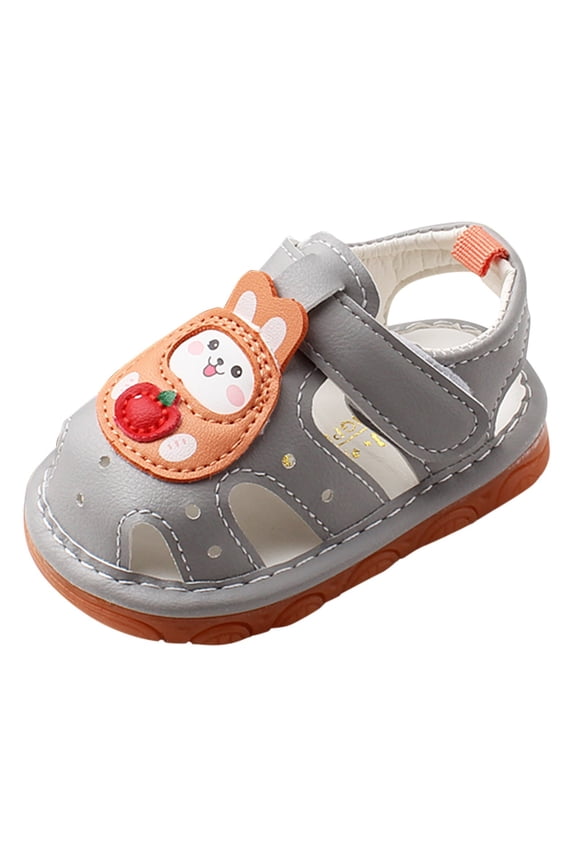 Baby Boys Girls Squeaky Sandals Non-Slip Soft Rubber Sole Closed Toe Summer Outdoor Shoes Toddler First Walkers (Grey, 6)