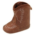 thumbnail image 1 of WUANDIXFA Baby Boys Girls Western Cowboy Boots Moccasins High Top Booties Toddler Soft Sole Non-Slip First Walker Crib Shoes (Coffee, 4.5), 1 of 5