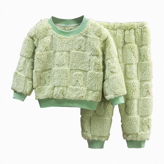 WUANDIXFA Baby Boys Pajamas Set Girls Pajama Set Long Sleeve Pants Sleepwear Outfits Cute Print Toddler Kids Loungewear Toddler Boy Two Piece Pajama Sets,Green,12-18 Months