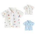 thumbnail image 1 of WUANDIXFA Baby Boys Short Sleeve Polo Shirts Toddler Kids Pique Polo Uniform Shirt Embroidery Lapel Button Down Tee Shirts (White, 4-5 Years), 1 of 4