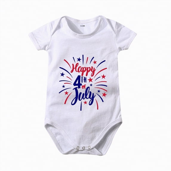 WUANDIXFA Baby Clothes 4th of July Baby Boy Girl Outfit Newborn Toddler Bubble Romper Fourth Of July Clothes 0-3 Months,White