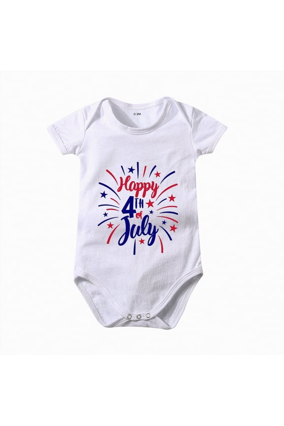 Baby Clothes 4th of July Baby Boy Girl Outfit Newborn Toddler Bubble Romper Fourth Of July Clothes 0-3 Months,White