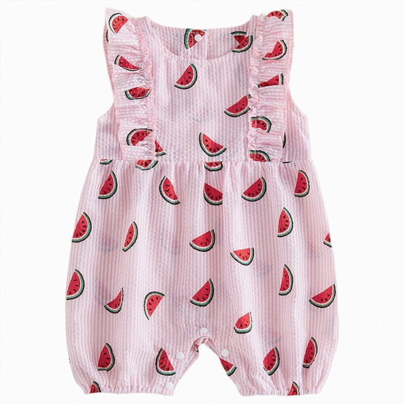WUANDIXFA Baby Clothes Summer 3 6 12 18 Months Cute Cotton Sleeveless Romper Design, Infant Bodysuit Baby One Piece Romper Unisex Baby Clothes Baby Clothing,Pink,3-6 Months