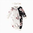 thumbnail image 1 of WUANDIXFA Baby Clothes for Girls 3 6 12 18 Months Infant Girls Floral Print Long Sleeve Pullover Romper Jumpsuit Set,White,6-9 Months, 1 of 9