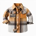 thumbnail image 1 of WUANDIXFA Baby Flannel Shirt Fashion Kids Long Sleeve Shirts Baby Button Down Jacket Loose Fit Unisex Toddler Coat Outwear,Light Yellow,4-5 Years, 1 of 8