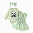 thumbnail image 1 of WUANDIXFA Baby Girl Christmas Outfit Baby Girl Clothes Cute Winter Long Sleeve Romper Floral Overall Dress Headband 3PCS,Light Green,12-18 Months, 1 of 1