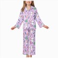 thumbnail image 1 of WUANDIXFA Baby Girl Christmas Pajamas 2 Piece Girls Silk Pajamas Set 3-14Y Soft Satin Sleepwear for Comfortable Nights,Light Purple,5-6 Years, 1 of 9