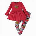 thumbnail image 1 of WUANDIXFA Baby Girl Clothes Infant Toddler Girl Outfit 1T 2T 3T 4T 5T 6T Long Sleeve Shirts Top Rufffle Pants Little Girls Clothes,Red,2-3 Years, 1 of 5