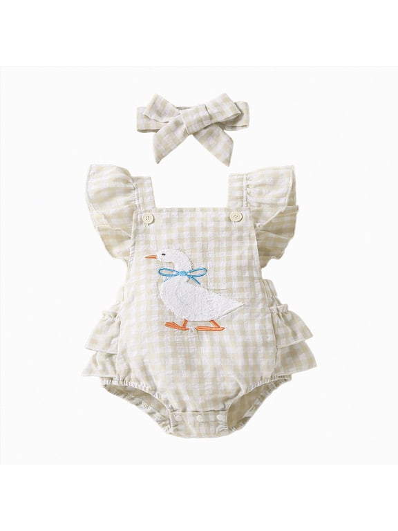 Baby Girl Clothes Outfit Cute Print Ruffle Bubble Romper Playwear with Headband Baby Bubble Romper 3-6 Months,White