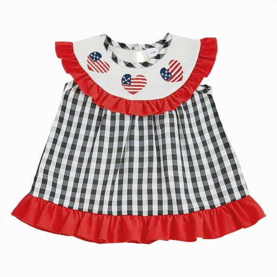 WUANDIXFA Baby Girl Dresses Baby Girls 4th of July Dress USA Dresses American Flag Dress Independence Day Patriotic Outfit 18-24 Months,Red