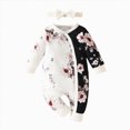 thumbnail image 1 of WUANDIXFA Baby Girl Fall Clothes 3 6 12 18 Months Infant Girls Floral Print Long Sleeve Pullover Romper Jumpsuit Set,White,12-18 Months, 1 of 9