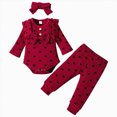 thumbnail image 1 of WUANDIXFA Baby Girl Fall Outfits 3 6 9 12 Months Baby Girl Clothes Infant Girl Outfits Fall Ruffle Floral T-Shirt Top Pants Set Winter Spring Clothes,Wine,9-12 Months, 1 of 6