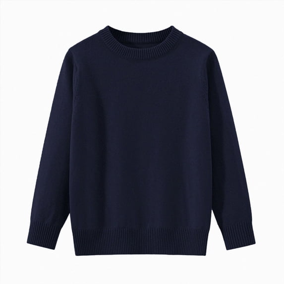 WUANDIXFA Baby Girl Fall Sweater Fashion Childrens Comfortable Warm Knitted Sweater Boys Girls Solid Color Base Sweater,Navy,3-4 Years