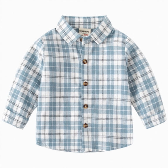 WUANDIXFA Baby Girl Jacket 12 18 24 Months 3T 4T 5T Toddler Boys Long Sleeve Fall Winter Shirt Tops Coat Outwear for Babys Plaid Clothes,Blue,4-5 Years