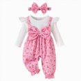 thumbnail image 1 of WUANDIXFA Baby Girl Newborn Winter Clothes Cute Romper Newborn Baby Girl Clothes 0 3 6 9 12 Months Long Sleeve Romper Jumpsuit Fall Winter Infant Outfits,Pink,9-12 Months, 1 of 8