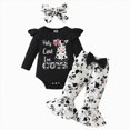 thumbnail image 1 of WUANDIXFA Baby Girl Outfit Set Baby Infant Girls Cow Print Long Pant Set 3 Piece,Black,12-18 Months, 1 of 8