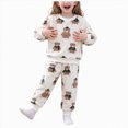 thumbnail image 1 of WUANDIXFA Baby Girl Outfit Set Toddler Baby Girls Flannel Fleece Warm Winter Pajama Loungewear Set,White,5-6 Years, 1 of 8