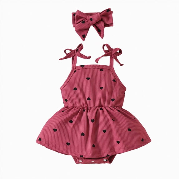 WUANDIXFA Baby Girl Photoshoot Outfits Baby Girl Clothes Newborn Romper Dress Infant Lace Ruffle Sleeveless Summer Outfits with Headband,Red,12-18 Months