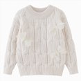 thumbnail image 1 of WUANDIXFA Baby Girl Pullover Sweater Fashion Girls' Thick Fall Winter Sweater Pullover Bow Base Knitted Sweater Top Sweater Pullover Tops,White,4-5 Years, 1 of 9