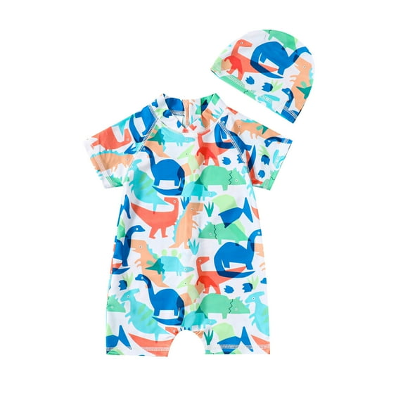 WUANDIXFA Baby Girl Rash Guard Baby Boy Girl Swimsuit One Piece Short Sleeve Rash Guard Zipper Swimwear Toddler Bathing Suit Infant Beach Outfits 2-3 Years,Green