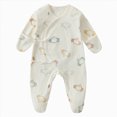 thumbnail image 1 of WUANDIXFA Baby Girl Rompers Cute Romper Footed Sleeper Gown with Mitten Cuffs Cotton Side Baby Footed Print Infant Play Romper Warm Coat,Grey,3-6 Months, 1 of 6