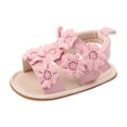 thumbnail image 1 of WUANDIXFA Baby Girl Sandals Toddler Girls Shoes PU Leather Soft Rubber Sole Open Toe Summer Sandals With Flower Princess Flat Shoes (Pink, 3), 1 of 9