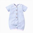 thumbnail image 1 of WUANDIXFA Baby Girl Short Sleeve Jumpsuit for 3 6 9 12 18 Months, Soft Cotton Romper Summer Loungewear Lightweight Sleepwear for Newborn Infants Light Blue,3-6 Months, 1 of 4