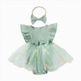 thumbnail image 1 of WUANDIXFA Baby Girl Summer Clothes 3 6 9 12 18 24 Months Newborn Baby Girls Summer Clothes Ruffle Sleeveless Smocked Bubble Romper Dresses Infant Bodysuit,Green,12-18 Months, 1 of 4