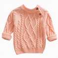 thumbnail image 1 of WUANDIXFA Baby Girl Sweatshirt Boys Girls Solid Color Cute Crewneck Knit Sweater Fall Winter,Pink,4-5 Years, 1 of 9
